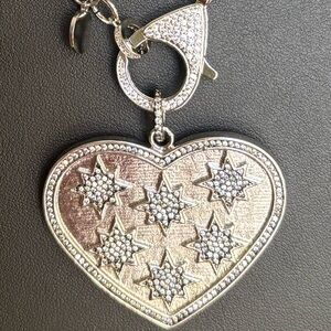 Oak & Ivy Chunky Silver Chain Removable Heart Pendant Necklace NWT